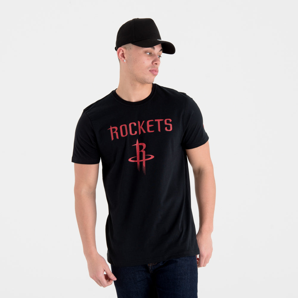 T-shirt nera con logo della squadra NBA degli Houston Rockets