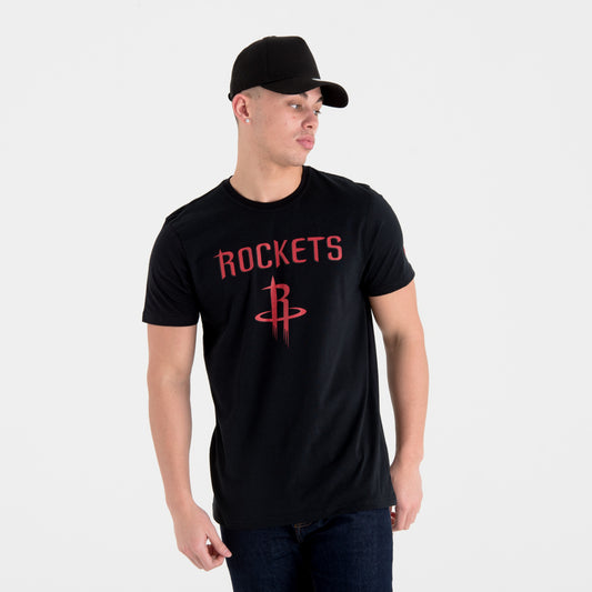 T-shirt nera con logo della squadra NBA degli Houston Rockets