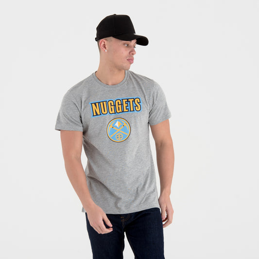 T-shirt grigia con logo della squadra NBA dei Denver Nuggets
