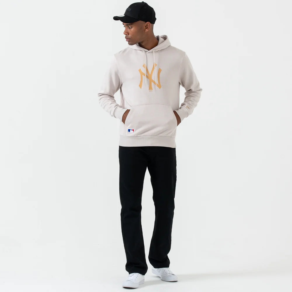 Felpa con cappuccio New York Yankees Logo Panna