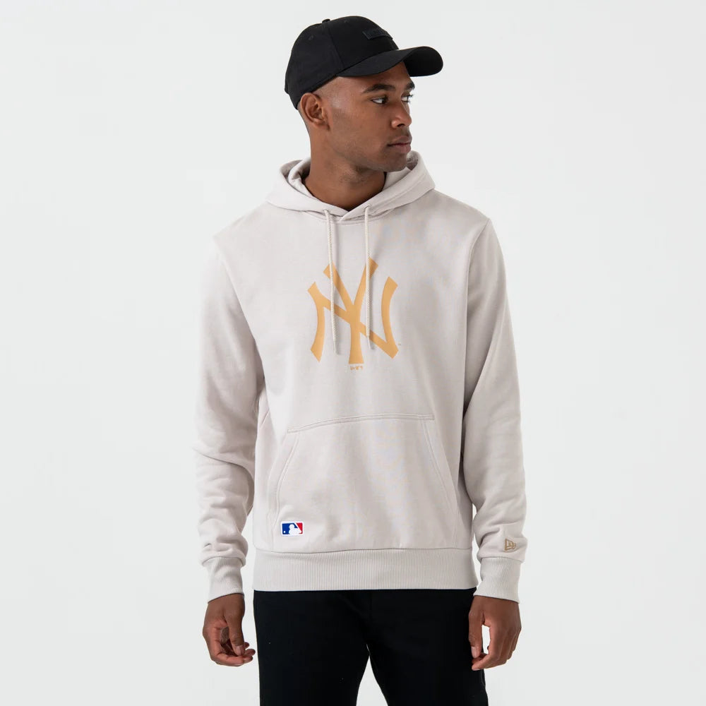 Felpa con cappuccio New York Yankees Logo Panna