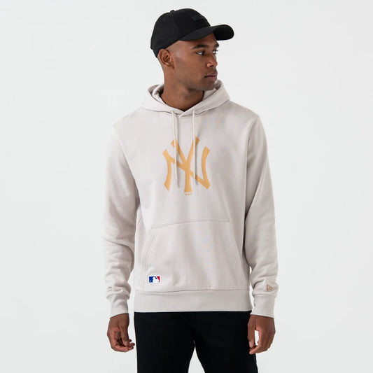 Felpa con cappuccio New York Yankees Logo Panna